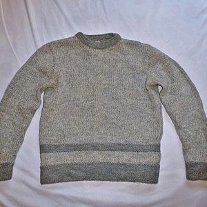 Vintage Knitted Crewneck Wool Sweater in Grey
